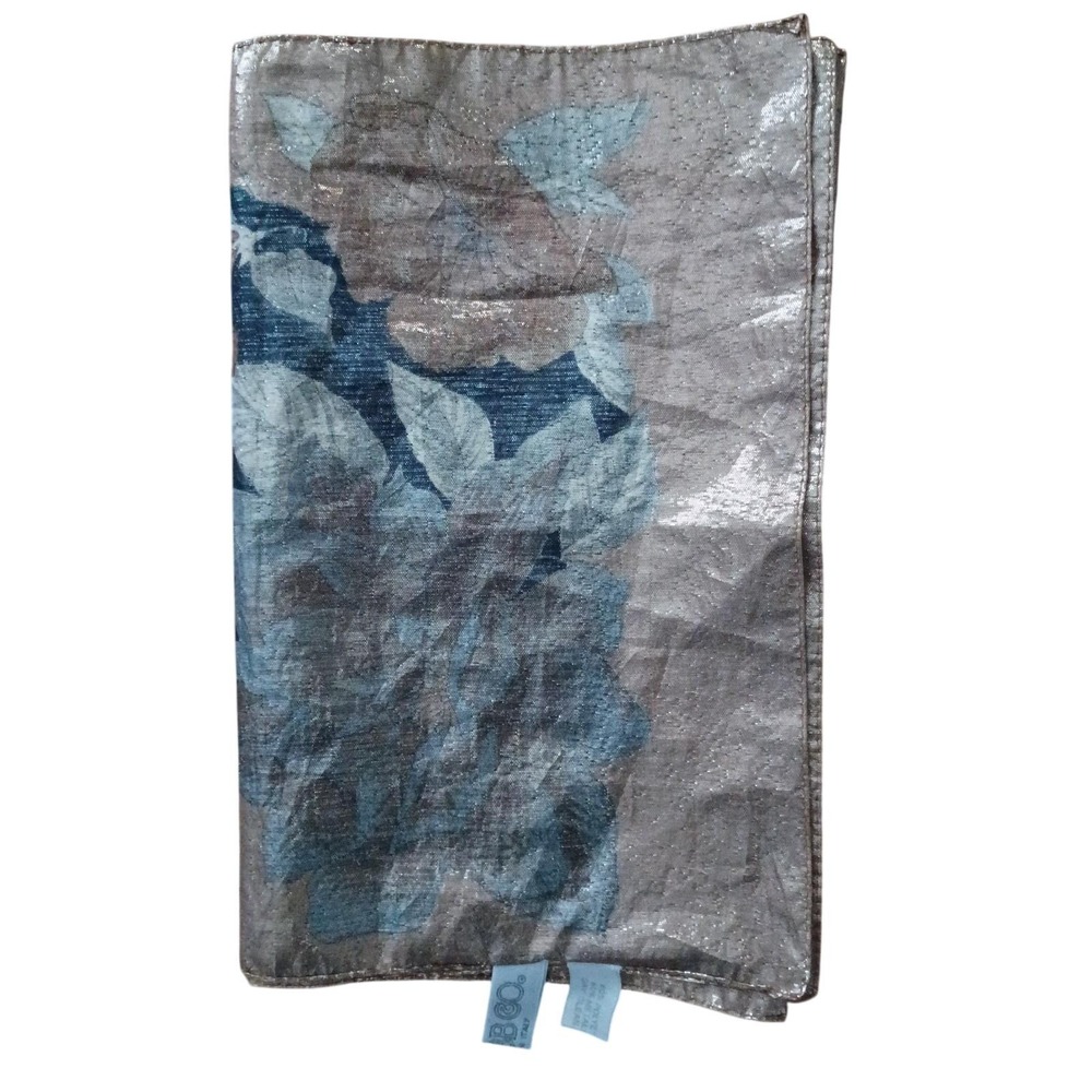 Webb‎ & Co Italy Women Metallic Floral Scarf Bronze Silver Blue Evening Wrap 53" - Picture 8 of 16